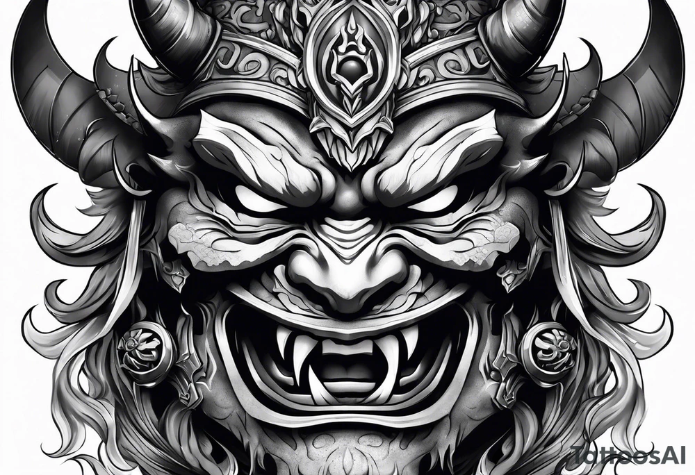 Undead oni mask tattoo idea