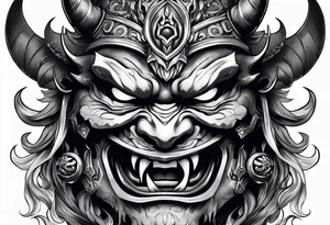Undead oni mask tattoo idea