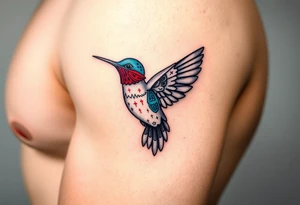 hummingbird with wings made of hieroglyphic symbols(only red , blue and black are possible colors) tattoo idea