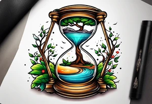 hourglass and tree of life tattoo idea