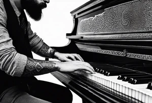 man playing the piano tattoo idea