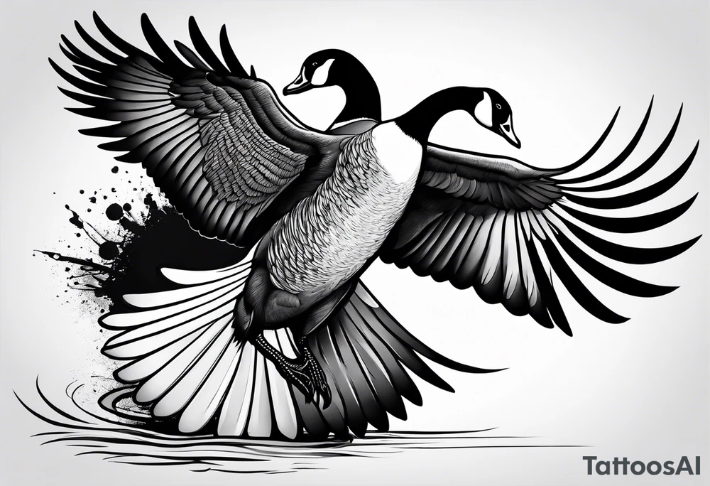 canadian goose in fighting mode tattoo idea