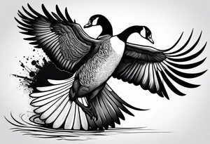 canadian goose in fighting mode tattoo idea
