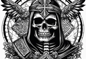 skeleton carrying a cross tattoo idea