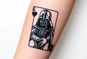 king of hearts card with arm Darth Vader tattoo idea