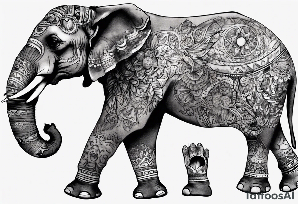 indian realistisc elephant tattoo idea