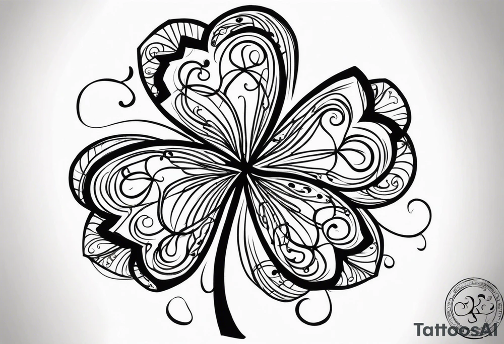 a single three leaf clover with vine tattoo idea