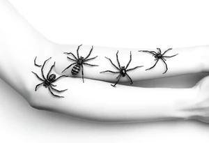 4 Spiders crawling down arm tattoo idea