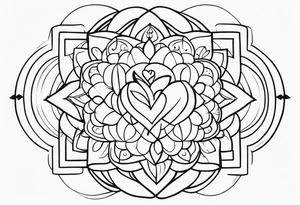 feminine tattoo that is height x width that shows the divine feminine journey through symbols of peace, love and joy tattoo idea