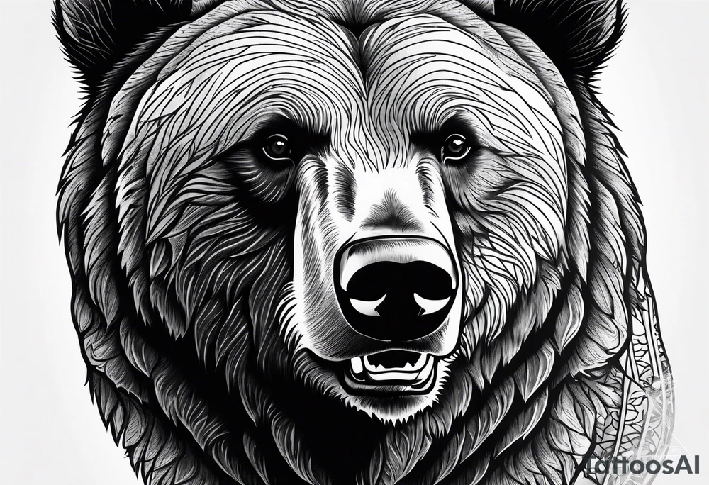 Grizzly Bear with a look of strength in their eyes tattoo idea