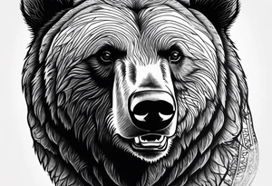 Grizzly Bear with a look of strength in their eyes tattoo idea