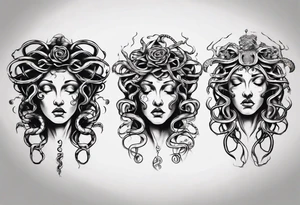 Powerful lusty Medusa no eyes tattoo idea