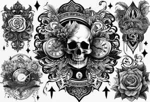 sleeve tattoo to contain the symbols family , love, health, time, money , happines tattoo idea