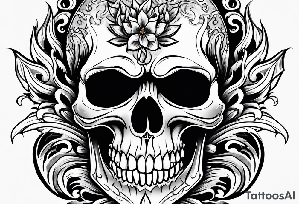 Skull with flames tattoo idea