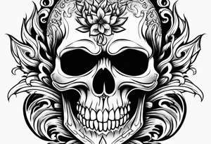 Skull with flames tattoo idea