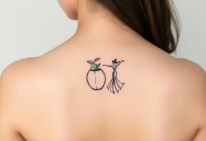Coconut with a lime and a dancing girl tattoo idea