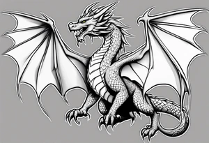 Beautiful female dragon with wings spread tattoo idea