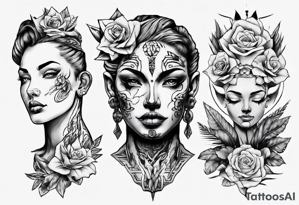 Simple face statue tattoo idea