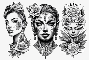 Simple face statue tattoo idea