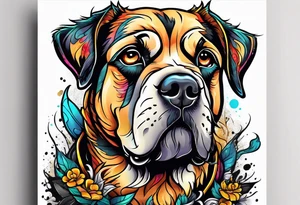 Grunge dog tattoo idea