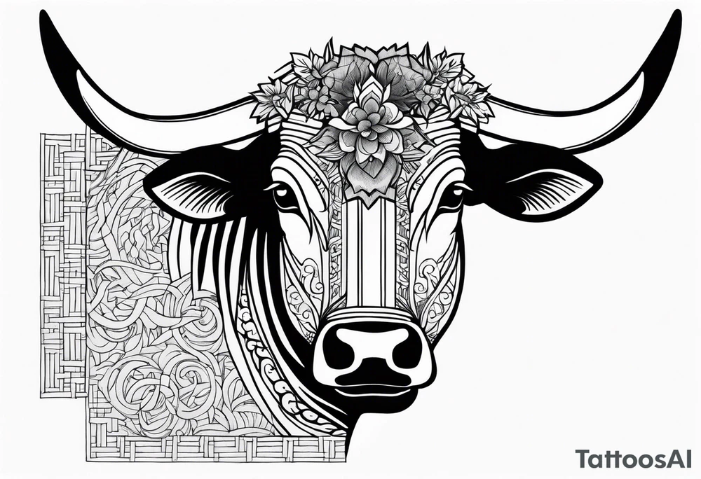 vietnamese ox with bamboo surrounding it tattoo idea