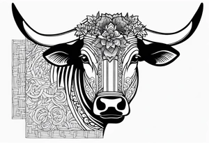 vietnamese ox with bamboo surrounding it tattoo idea