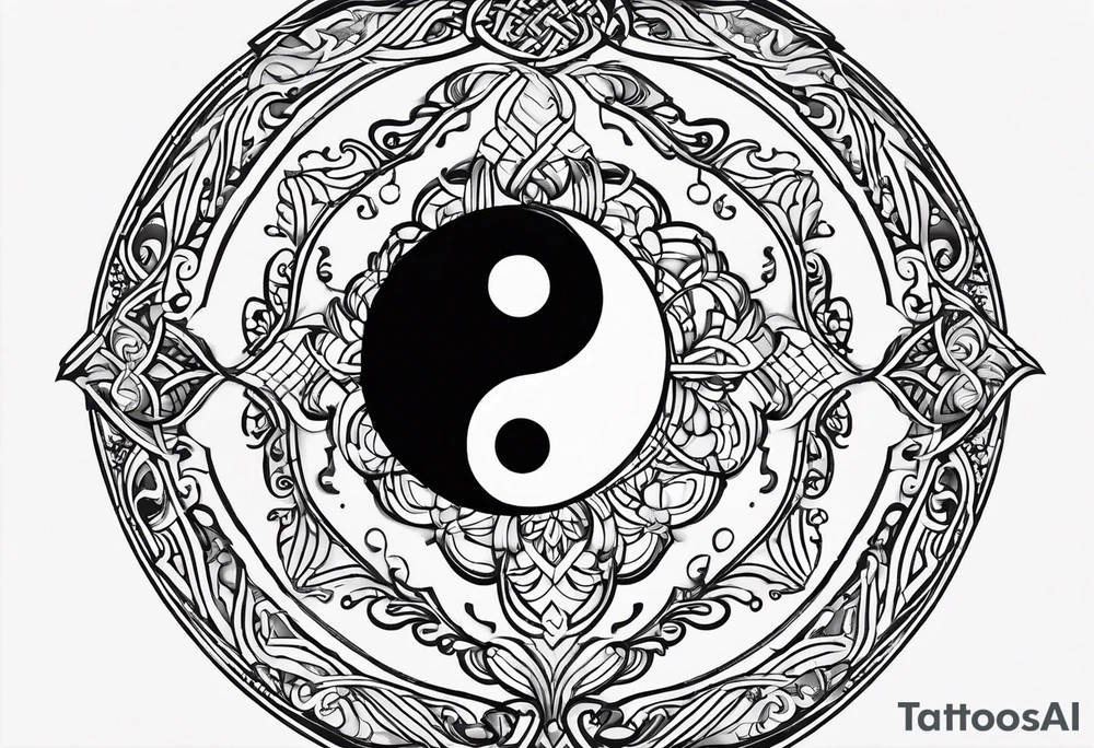 infinity symbol mixed with ying yang symbol, make it simple, no backgrounds only lines tattoo idea