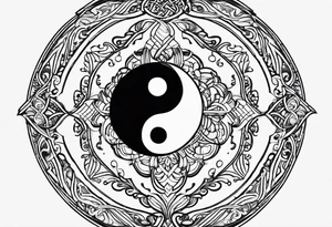 infinity symbol mixed with ying yang symbol, make it simple, no backgrounds only lines tattoo idea