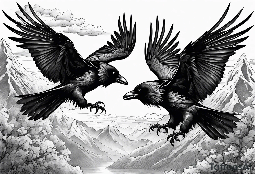 3 Flying Crows tattoo idea