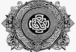 A combination of Celtic bands, Scottish shields, and a black power fist tattoo idea