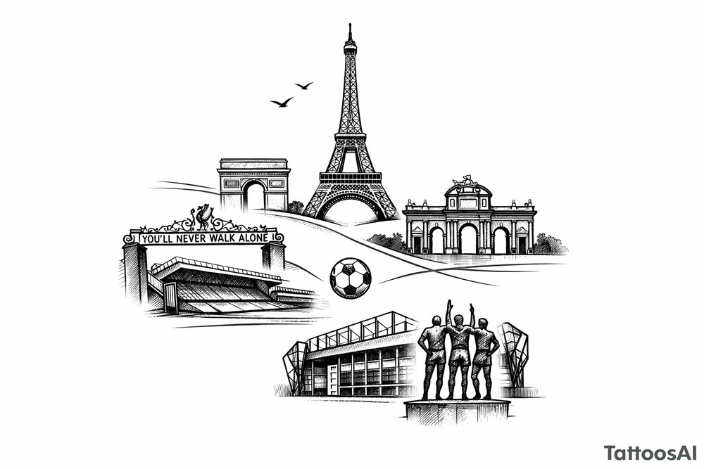 Minimal locations of football teams tattoo idea