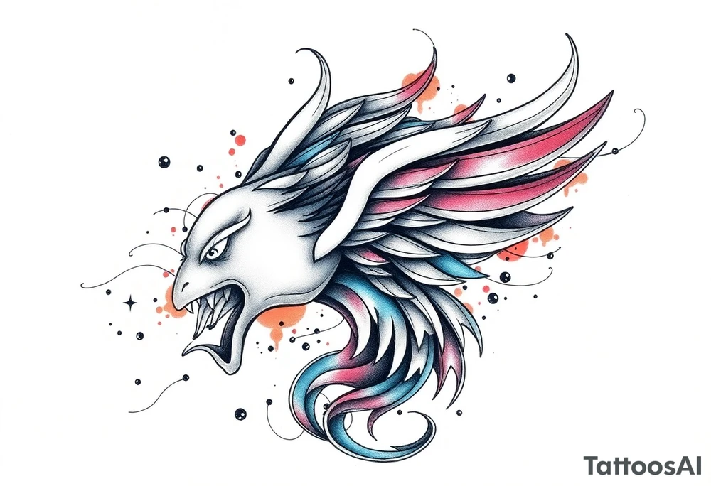 A tatuagem deve expressar força, liberdade e conexão com a multiplicidade da vida, incorporando elementos abstratos e fluidos, com linhas que sugiram movimento e transformação contínua. Evite clichês e busque um design original e significativo. Utilize técnicas de miimalismo, pontilhismo e aquarela. tattoo idea