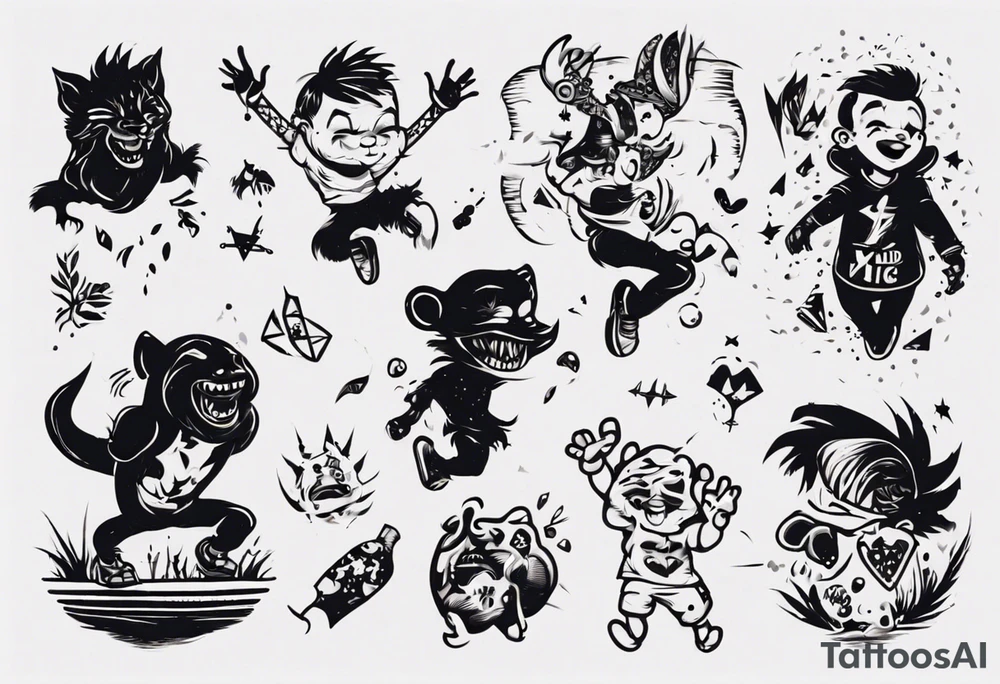 Wild kid who loves to play and jump tattoo idea