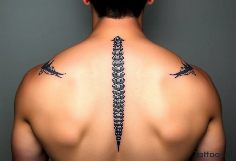 Spinal futuristic, full length, shoulders to lower back tattoo idea