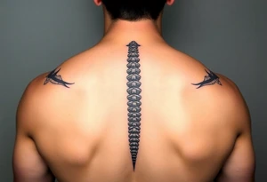 Spinal futuristic, full length, shoulders to lower back tattoo idea