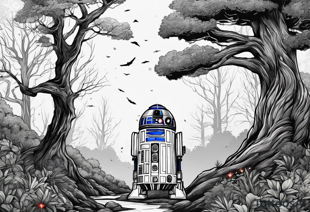 Tree with Star wars and a tardis tattoo idea