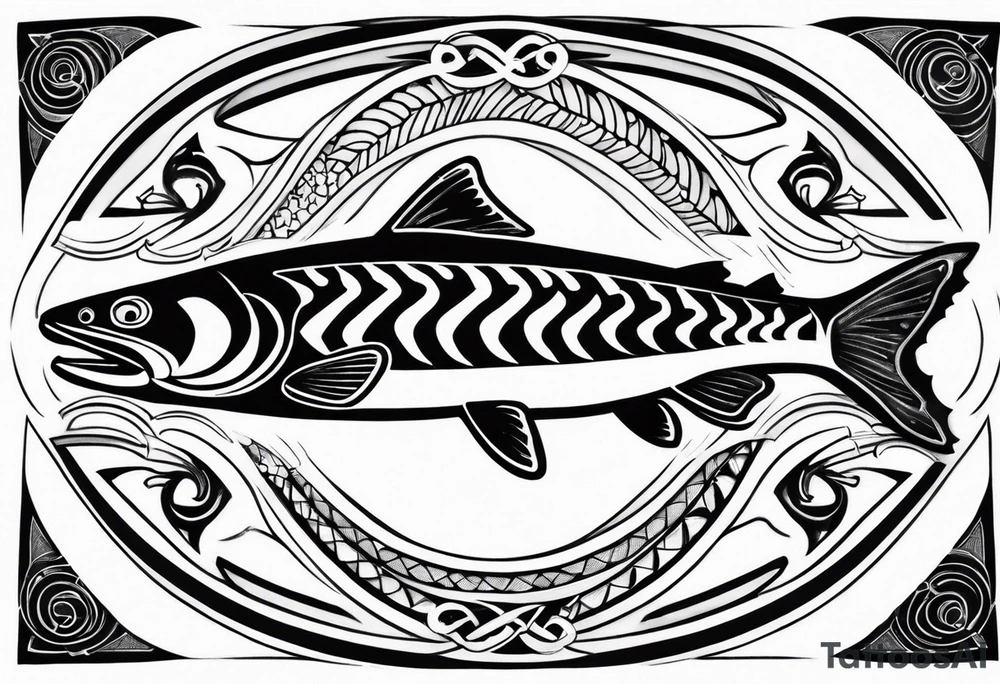 Inuit salmon fish tattoo idea