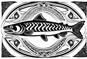 Inuit salmon fish tattoo idea