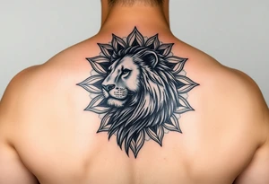 lioness with a mandala behind her tattoo idea