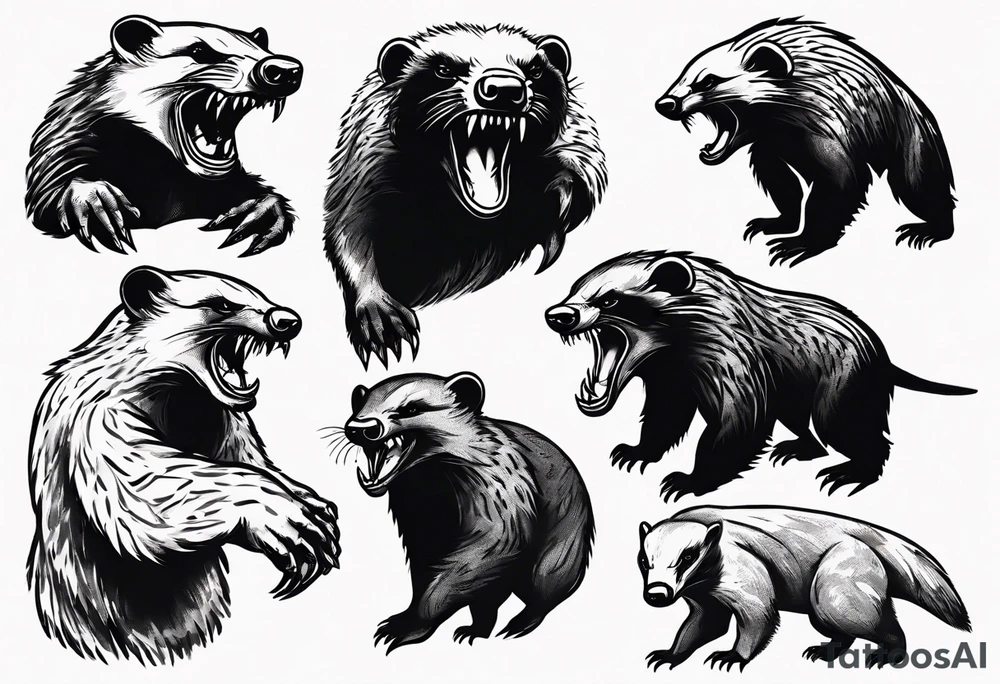Angry growling honey badger tattoo idea