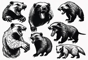 Angry growling honey badger tattoo idea