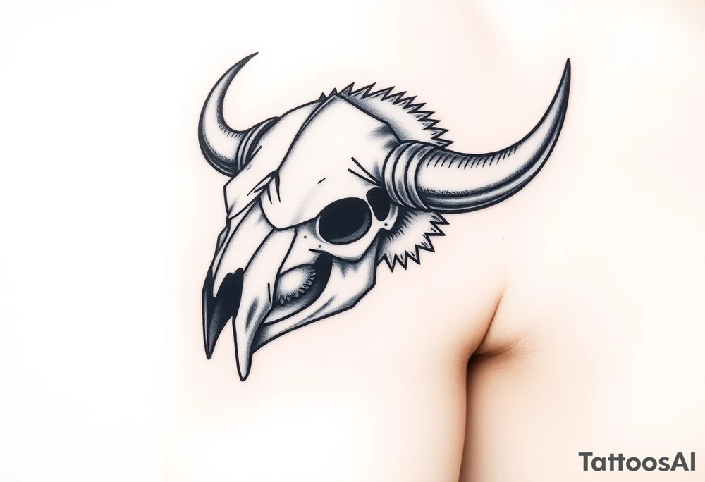Buffalo or bison skull tattoo tattoo idea