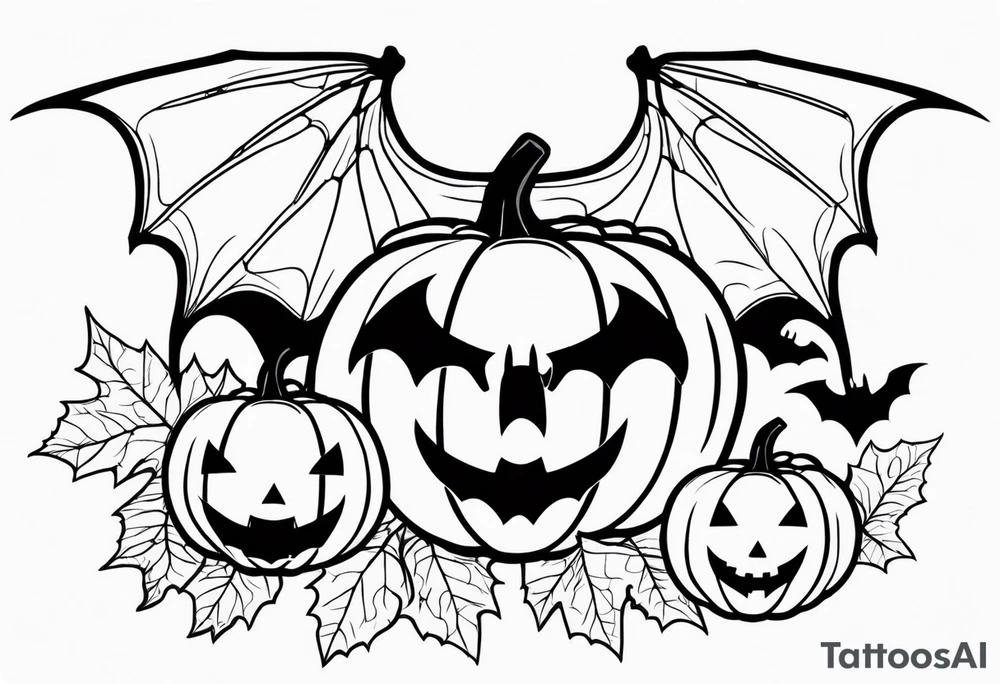 bats, pumpkin, hallowen tattoo idea