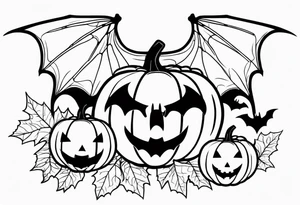 bats, pumpkin, hallowen tattoo idea