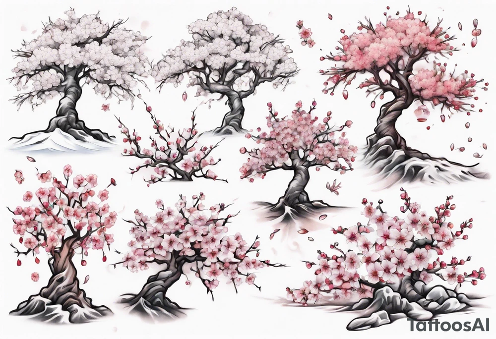 Snowy Cherry blossom tree tattoo idea