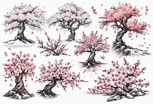 Snowy Cherry blossom tree tattoo idea