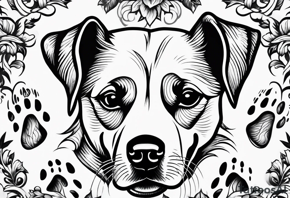 DOG AND Paw Print tattoo idea