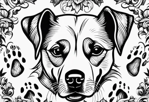 DOG AND Paw Print tattoo idea