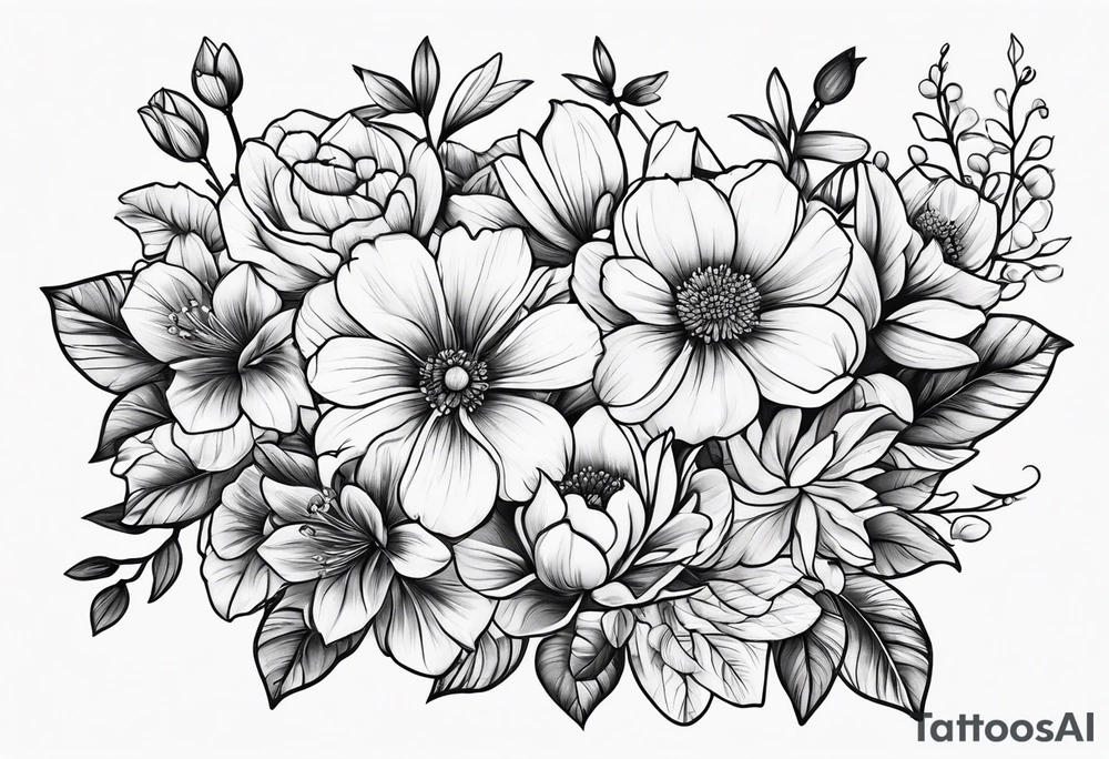 Small bunch of flowers tattoo idea