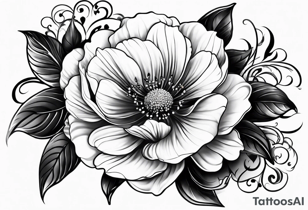 Flower with the word TEMPESTT as the stem tattoo idea